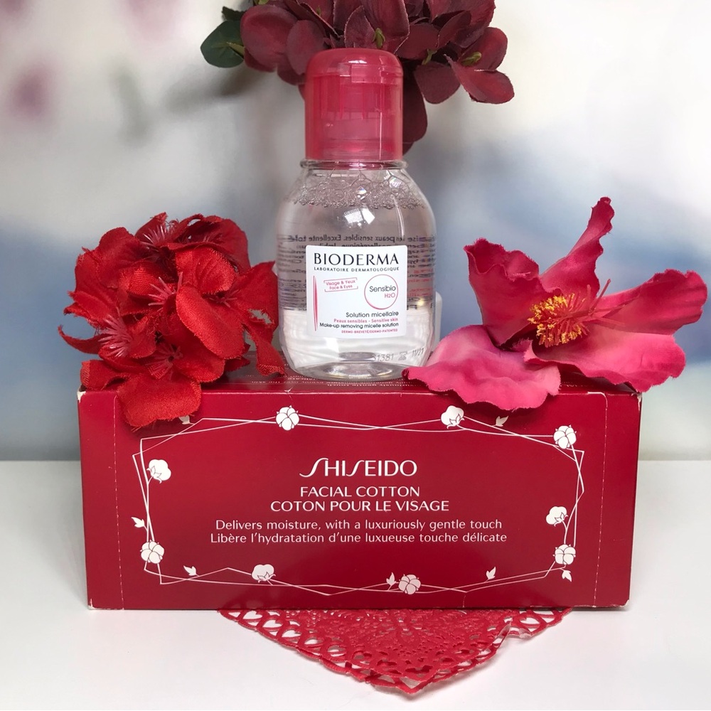 Makeup Remover Travel Set: Shiseido Facial Cottons + Bioderma Sensibio H2O *NEW!